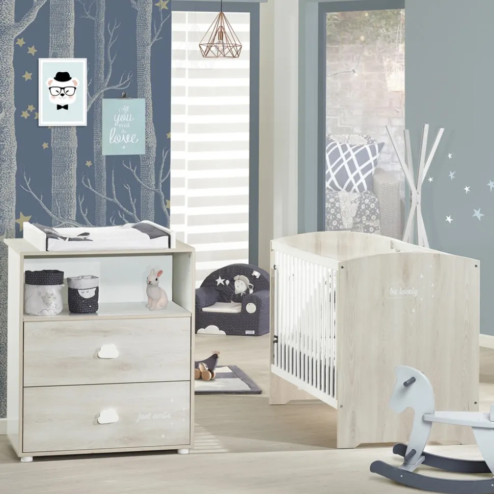 Lit bébé évolutif little big bed 70x140cm smile hêtre cendré