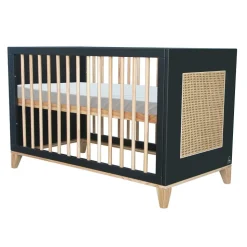 Lit bébé évolutif nami cannage rotin 60x120 cm onyx