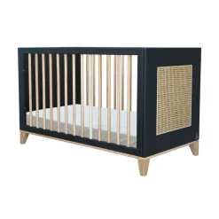 Lit bébé évolutif nami cannage rotin 60x120 cm onyx