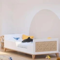 Lit bébé évolutif nami canne de rotin 70 x 140 neige