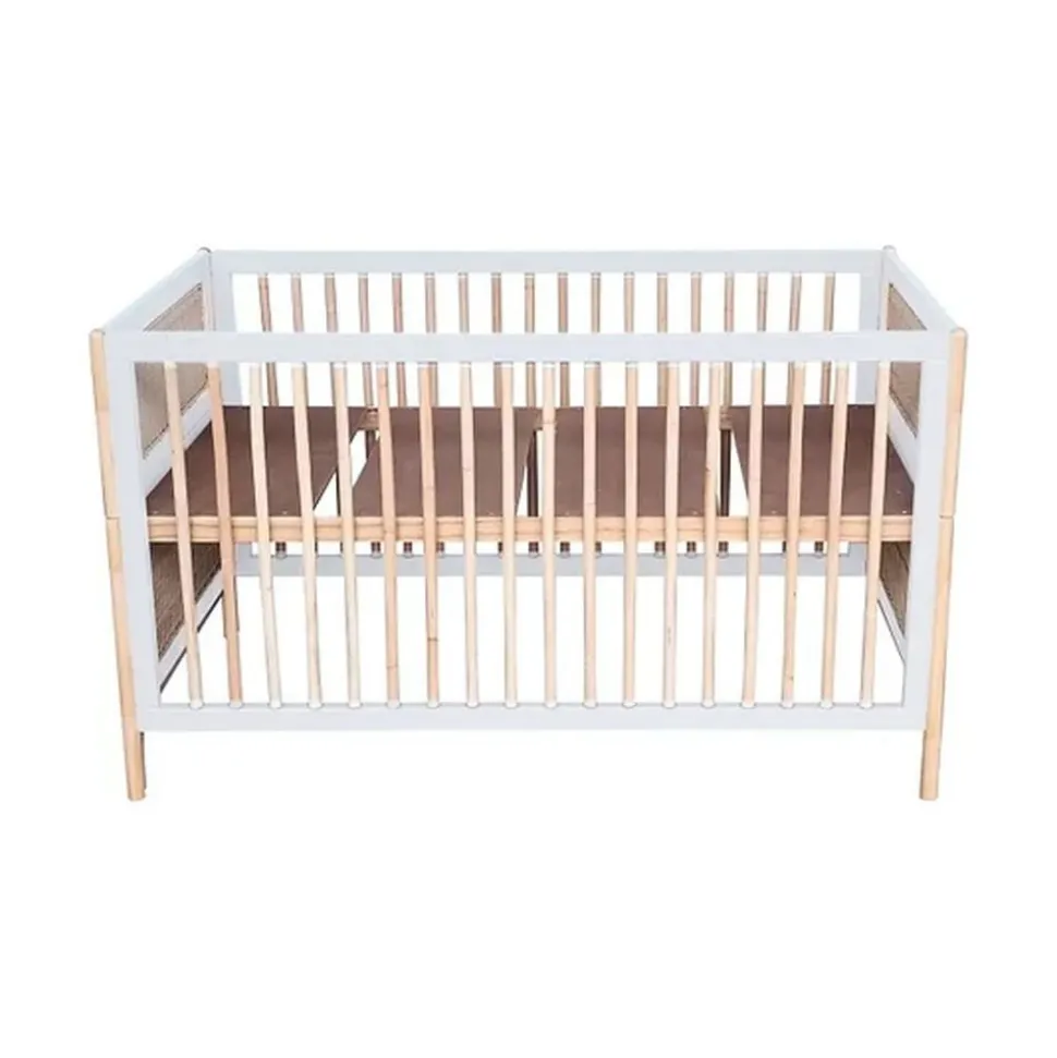 Lit bébé évolutif océania canne de rotin 70 x140 cm neige