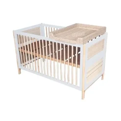 Lit bébé évolutif océania canne de rotin 70 x140 cm neige