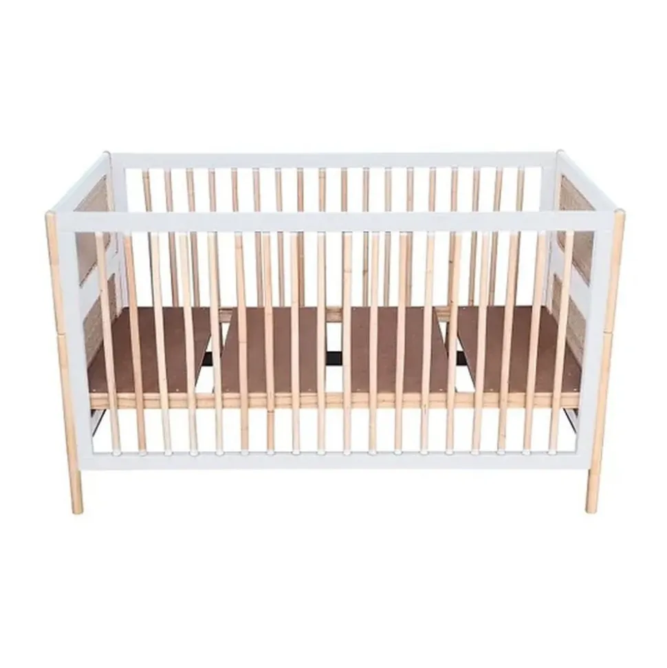 Lit bébé évolutif océania canne de rotin 70 x140 cm neige