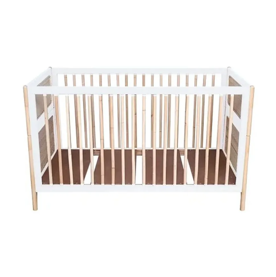 Lit bébé évolutif océania canne de rotin 70 x140 cm neige