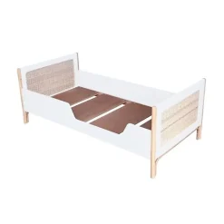 Lit bébé évolutif océania canne de rotin 70 x140 cm neige