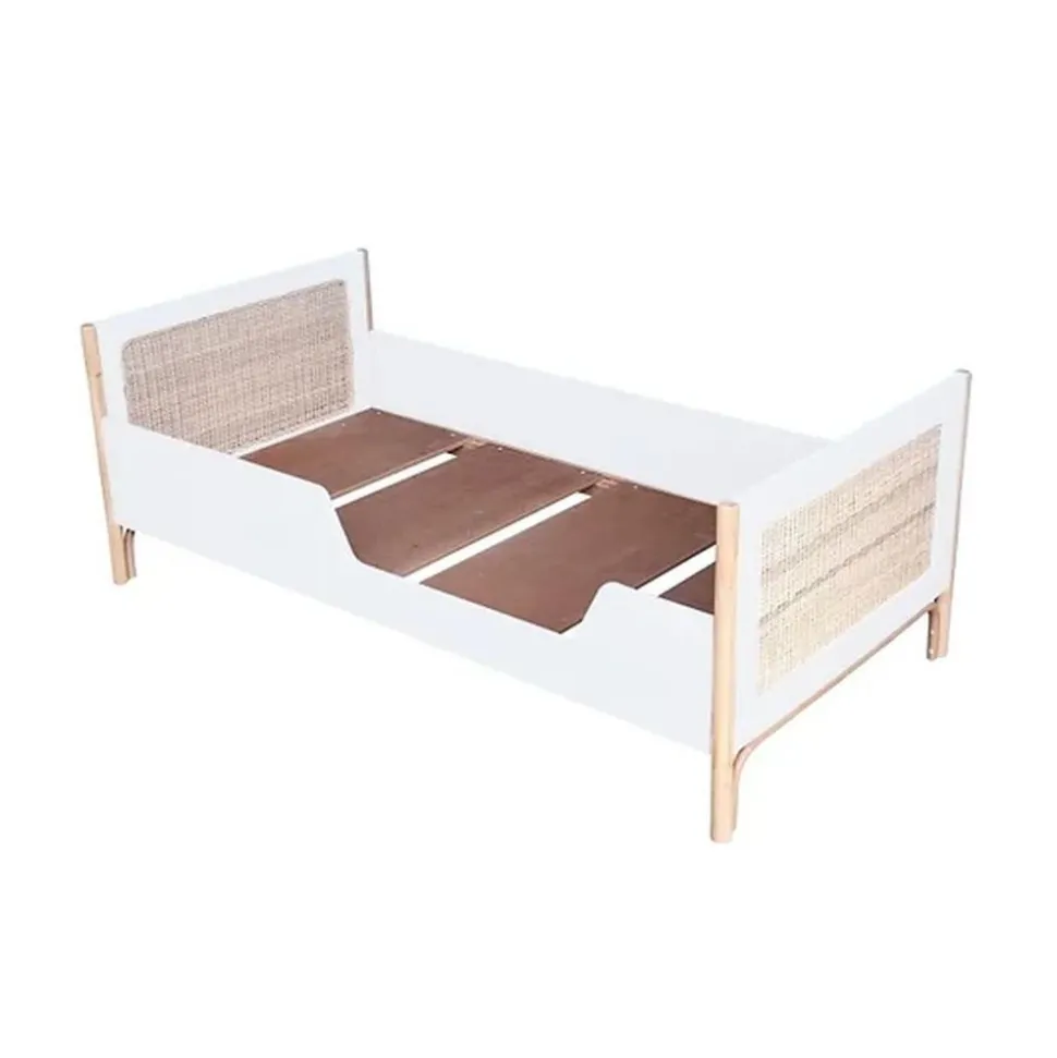 Lit bébé évolutif océania canne de rotin 70 x140 cm neige