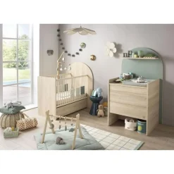 Lit bébé évolutif 60x120 cm en 90x190 cm arche chêne