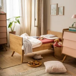 Lit bébé évolutif 70x140 cm vintage bois