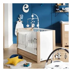 Lit bébé 60x120cm antonin version bois et blanc