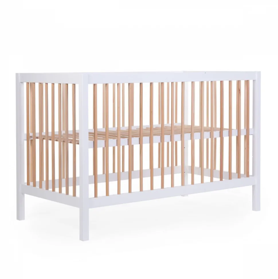 Lit bébé 60x120cm blanc et naturel cot 97