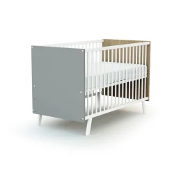 Lit bébé 60x120 cm carnaval blanc, gris et chêne