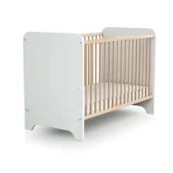 Lit bébé 60x120 cm carrousel blanc et hêtre verni