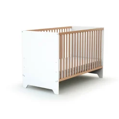Lit bébé 60x120 cm gavroche blanc et hêtre verni