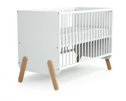 Lit bébé 60x120 cm pirate blanc et hêtre verni