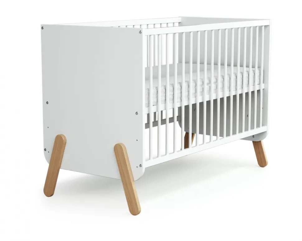 Lit bébé 60x120 cm pirate blanc et hêtre verni