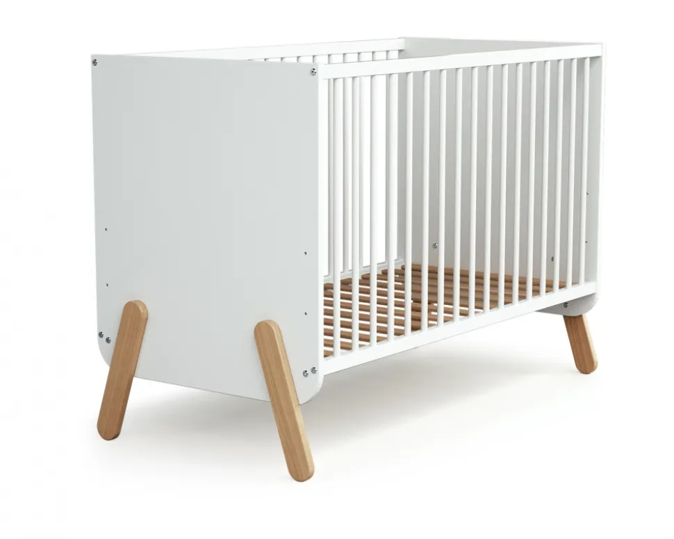 Lit bébé 60x120 cm pirate blanc et hêtre verni
