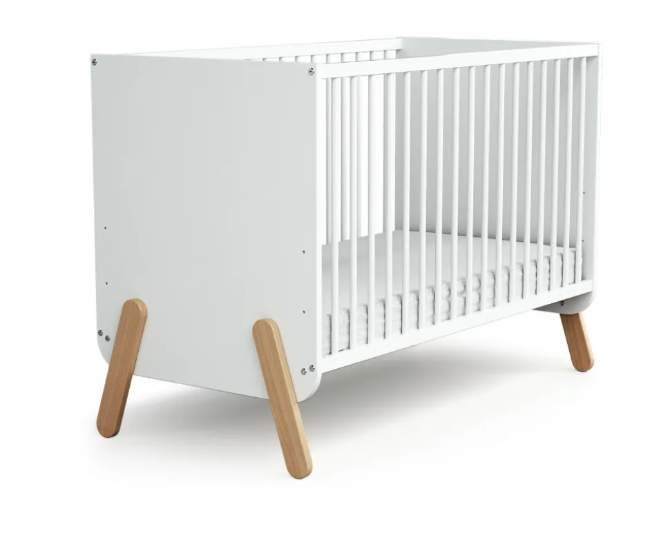 Lit bébé 60x120 cm pirate blanc et hêtre verni