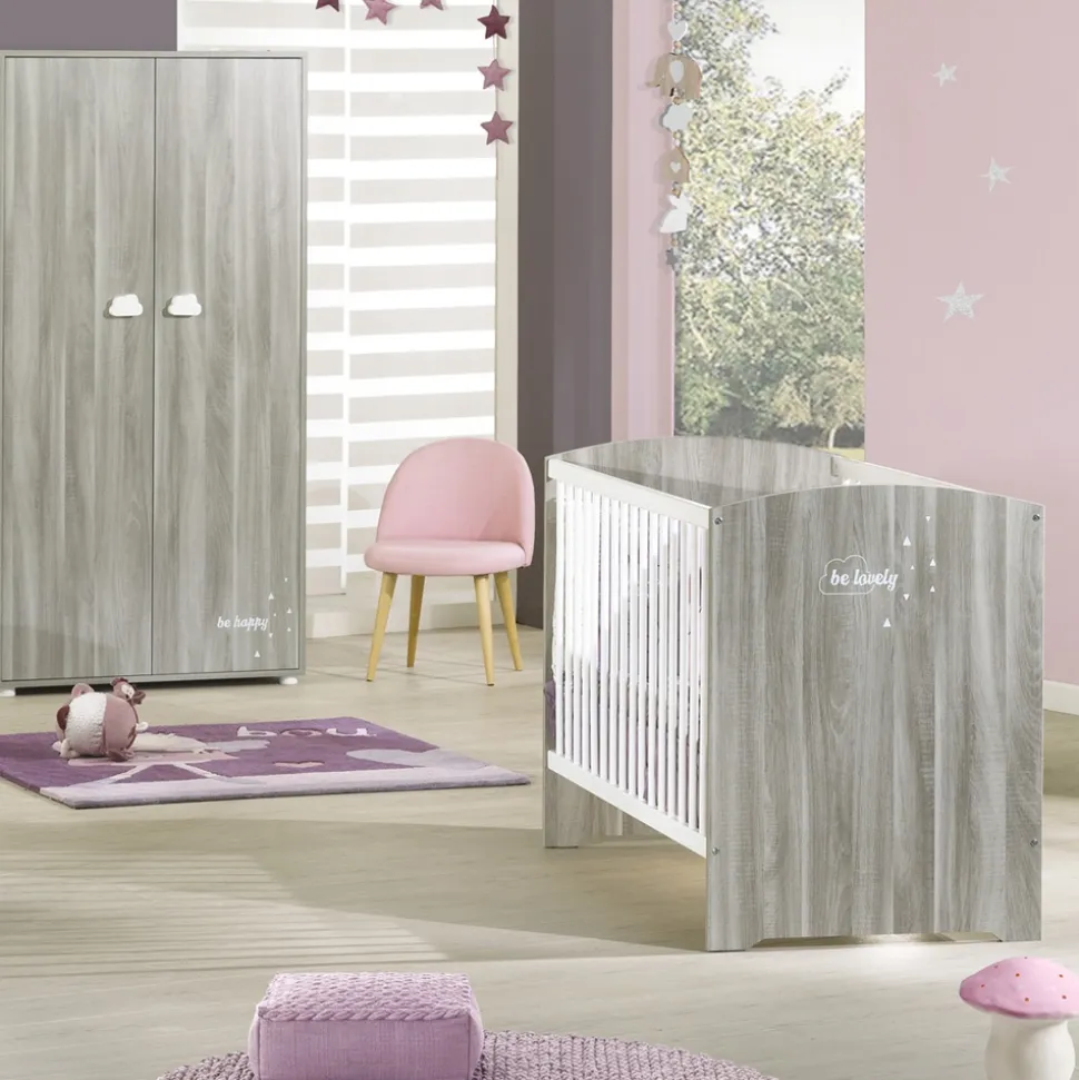 Lit bébé 60x120cm smile chêne silex