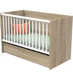 Lit bébé 60x120 cm + tiroir de lit nova blanc lin