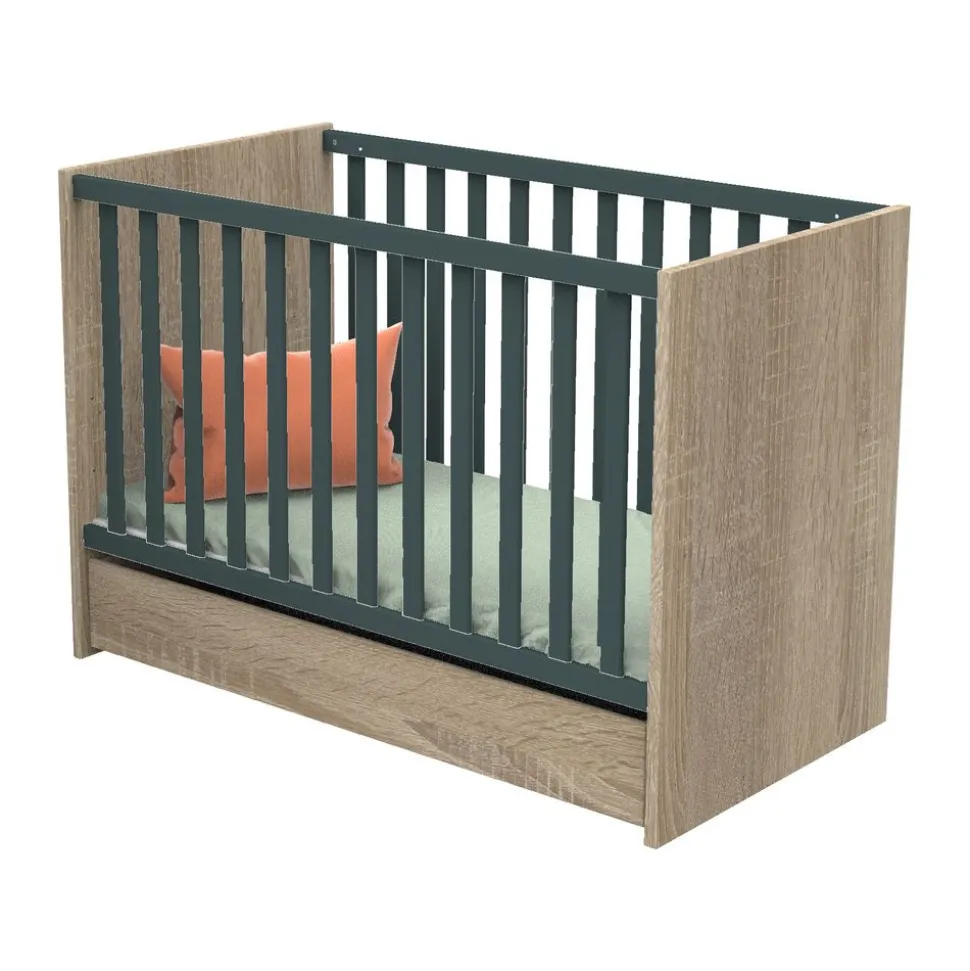 Lit bébé 60x120 cm + tiroir de lit nova gris volcan
