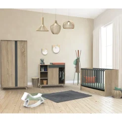 Lit bébé 60x120 cm + tiroir de lit nova gris volcan