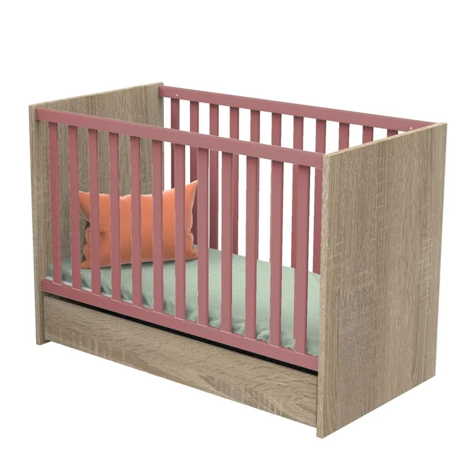 Lit bébé 60x120 cm + tiroir de lit nova rose canyon