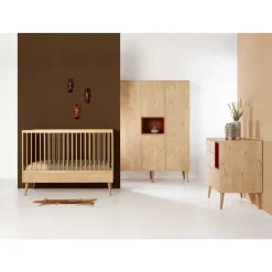 Lit bébé 70x140 cm évolutif en lit enfant cocoon natural oak