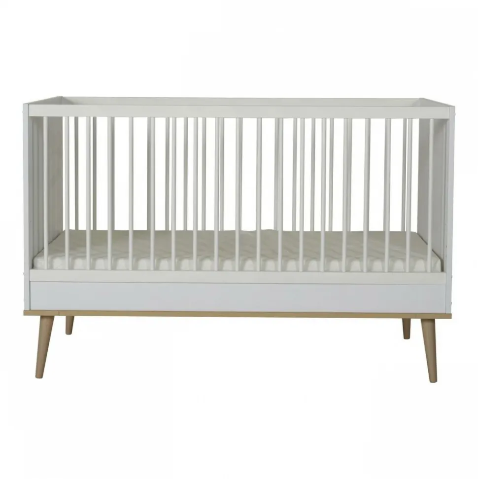 Lit bébé 70x140 cm évolutif en lit enfant flow white et oak