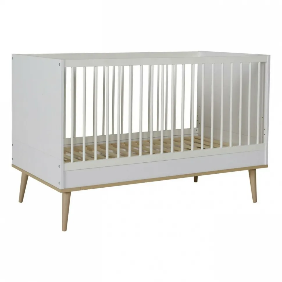 Lit bébé 70x140 cm évolutif en lit enfant flow white et oak