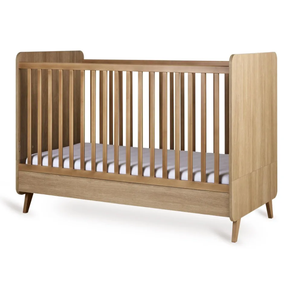 Lit bébé 70x140 cm évolutif en lit enfant loft honey ash