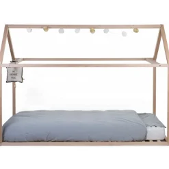Lit cabane junior en bois naturel 90 x 200 cm
