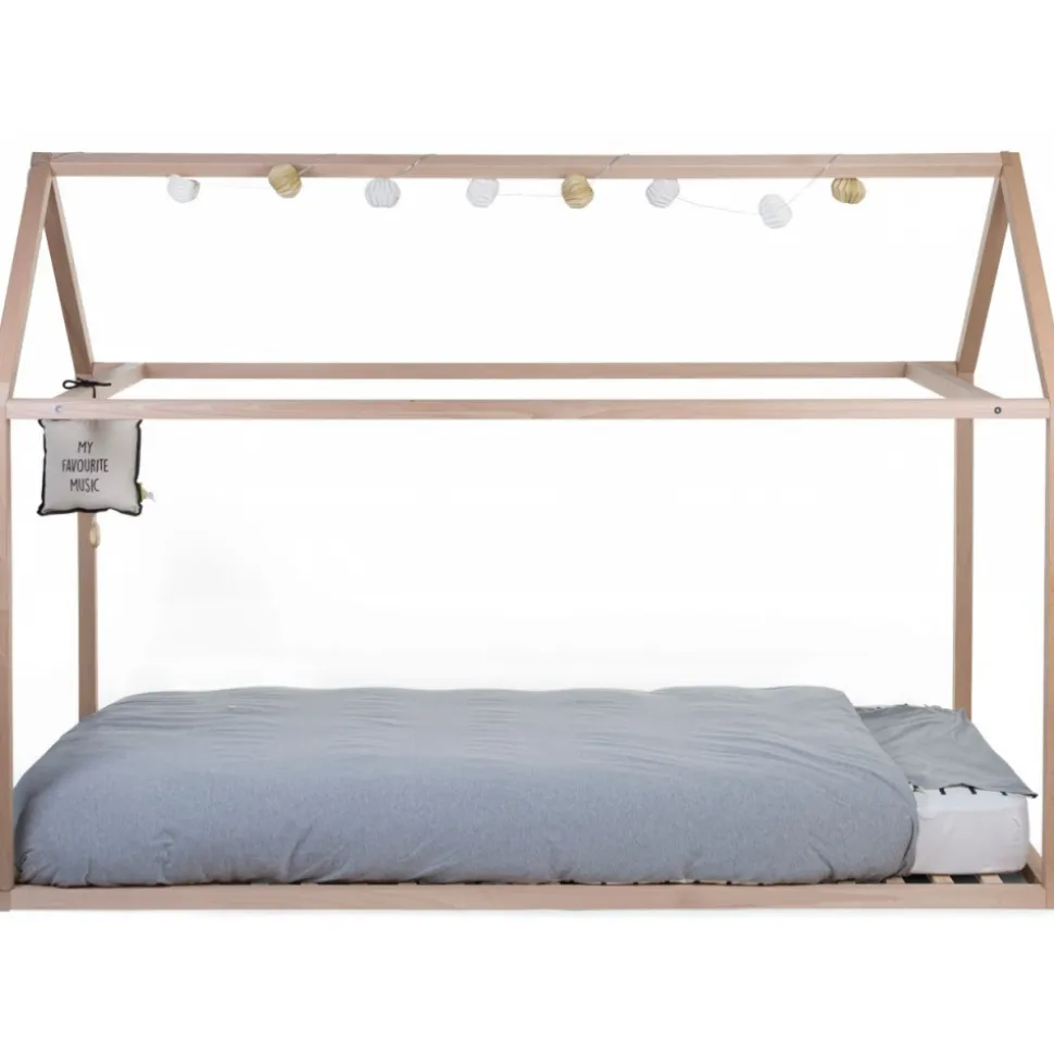 Lit cabane junior en bois naturel 90 x 200 cm