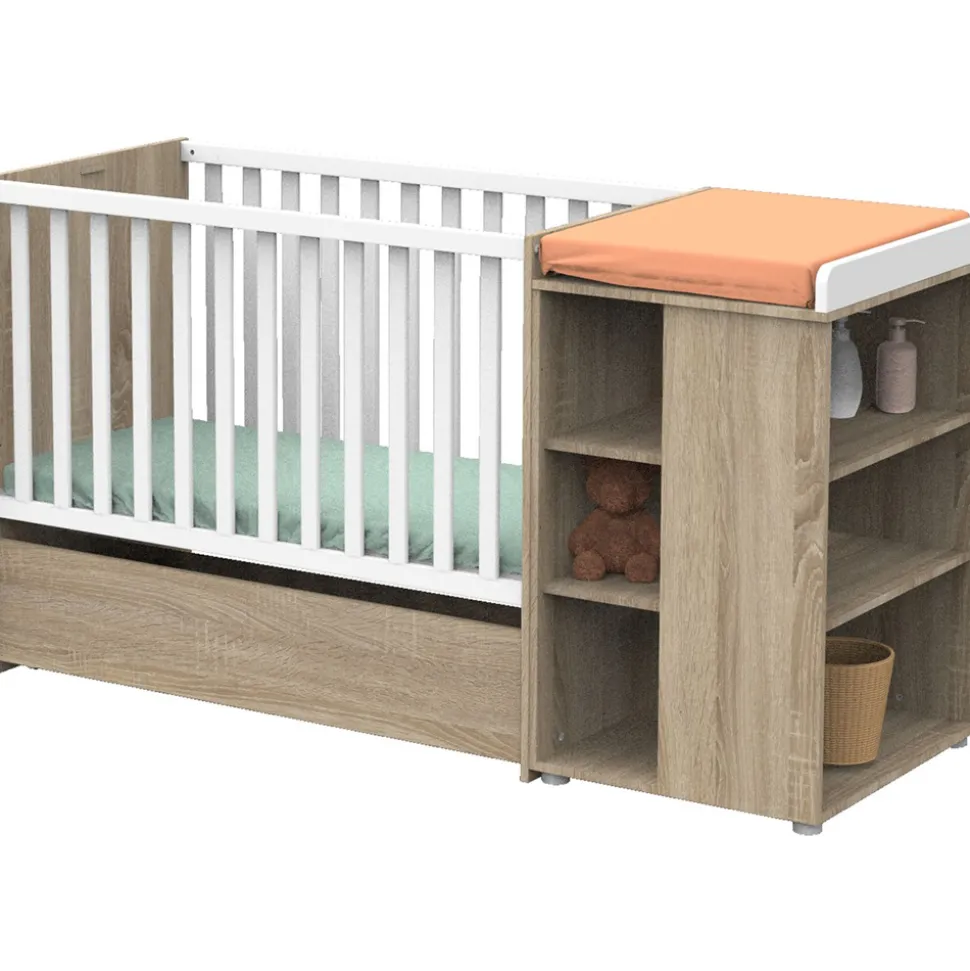 Lit chambre transformable 60x120en lit junior 90x190nova blanc lin
