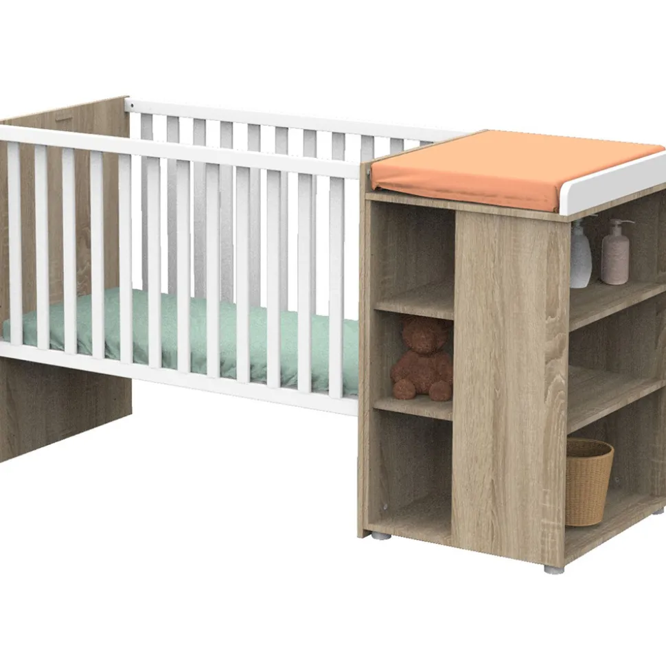 Lit chambre transformable 60x120en lit junior 90x190nova blanc lin