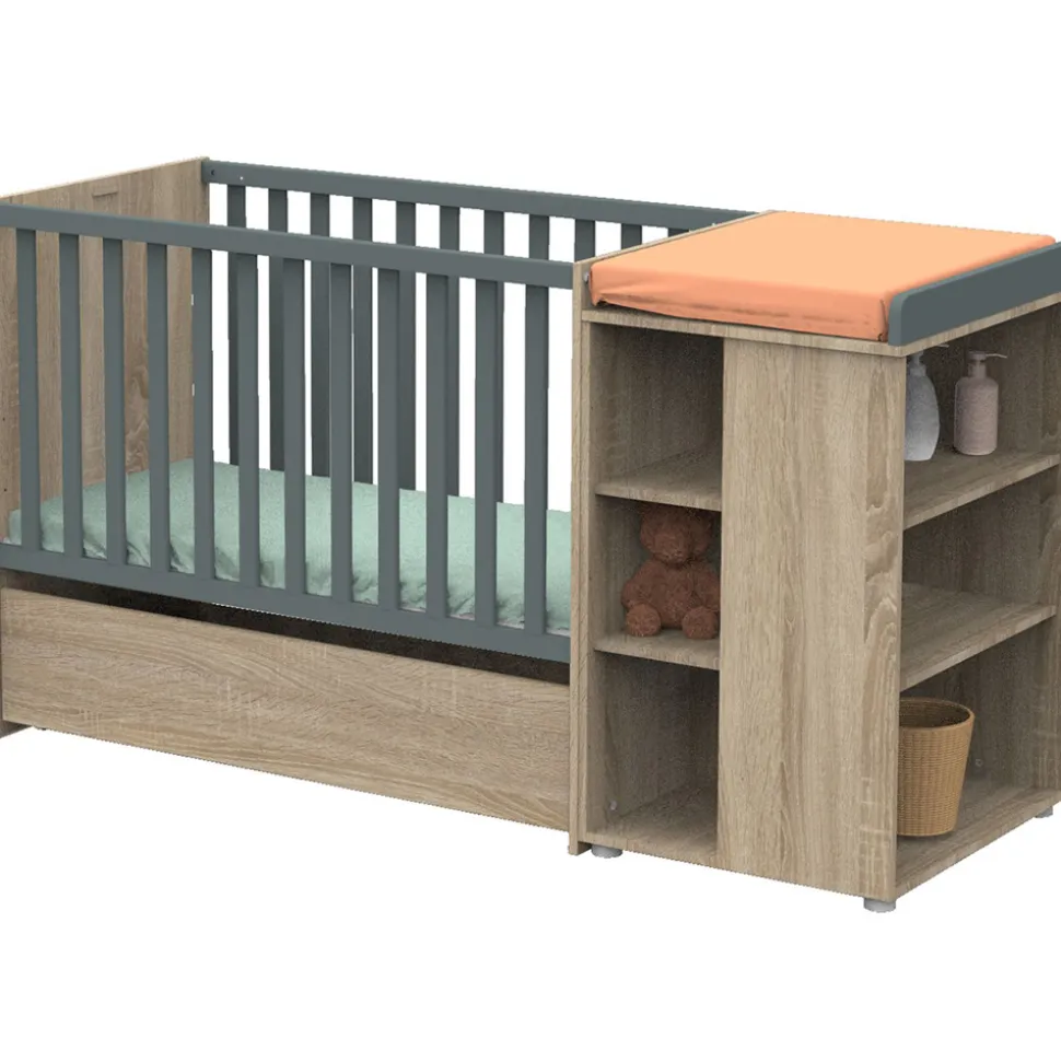 Lit chambre transformable 60x120en lit junior 90x190nova gris volcan