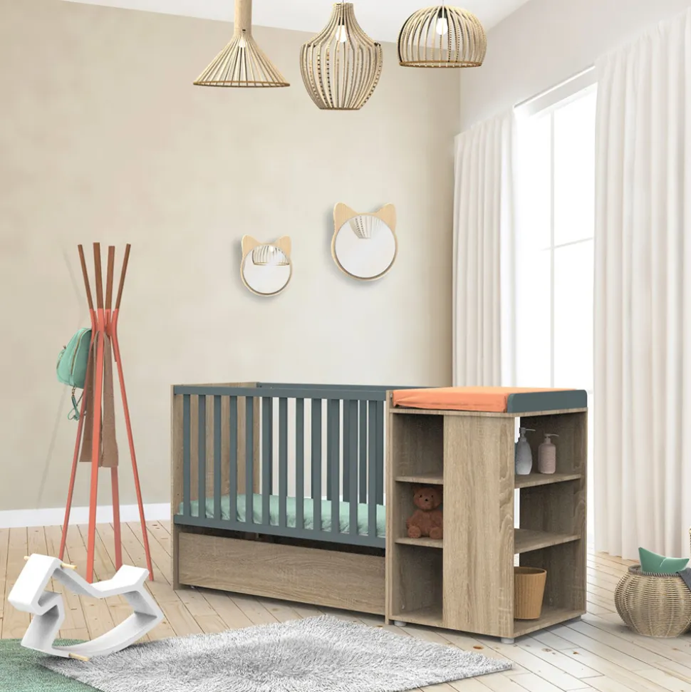 Lit chambre transformable 60x120en lit junior 90x190nova gris volcan