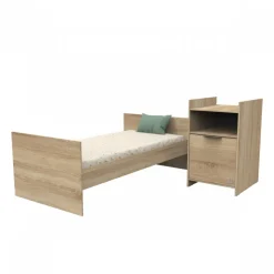Lit chambre évolutif avec commode 1 porte azur