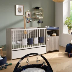 Lit chambre évolutif commode 1 porte up chêne silex