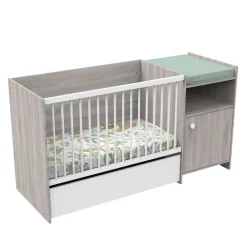Lit chambre évolutif commode 1 porte up chêne silex