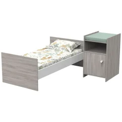Lit chambre évolutif commode 1 porte up chêne silex