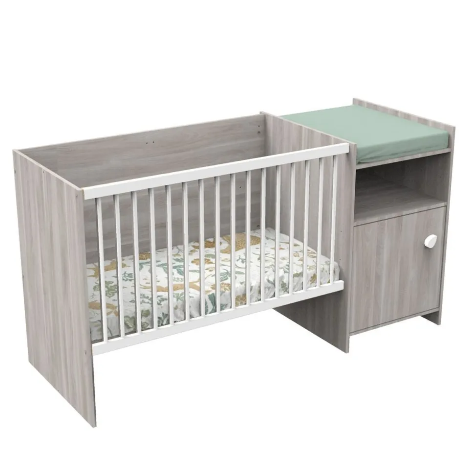 Lit chambre évolutif commode 1 porte up chêne silex