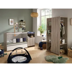 Lit chambre évolutif commode 1 porte up chêne silex