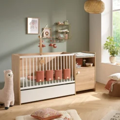 Lit chambre évolutif commode 1 porte up chêne doré