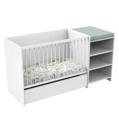 Lit chambre évolutif commode étagère first blanc chant blanc