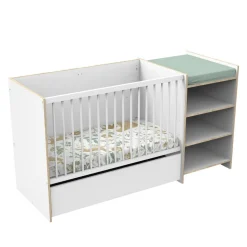 Lit chambre évolutif commode étagère first blanc chant bois