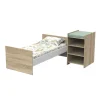 Lit chambre évolutif commode étagère up chêne doré