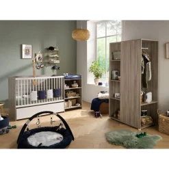 Lit chambre évolutif commode étagère up chêne silex