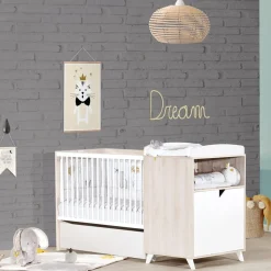Lit combiné évolutif 60x120 en 90x190cm scandi naturel