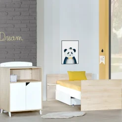Lit combiné évolutif 60x120 en 90x190cm scandi naturel