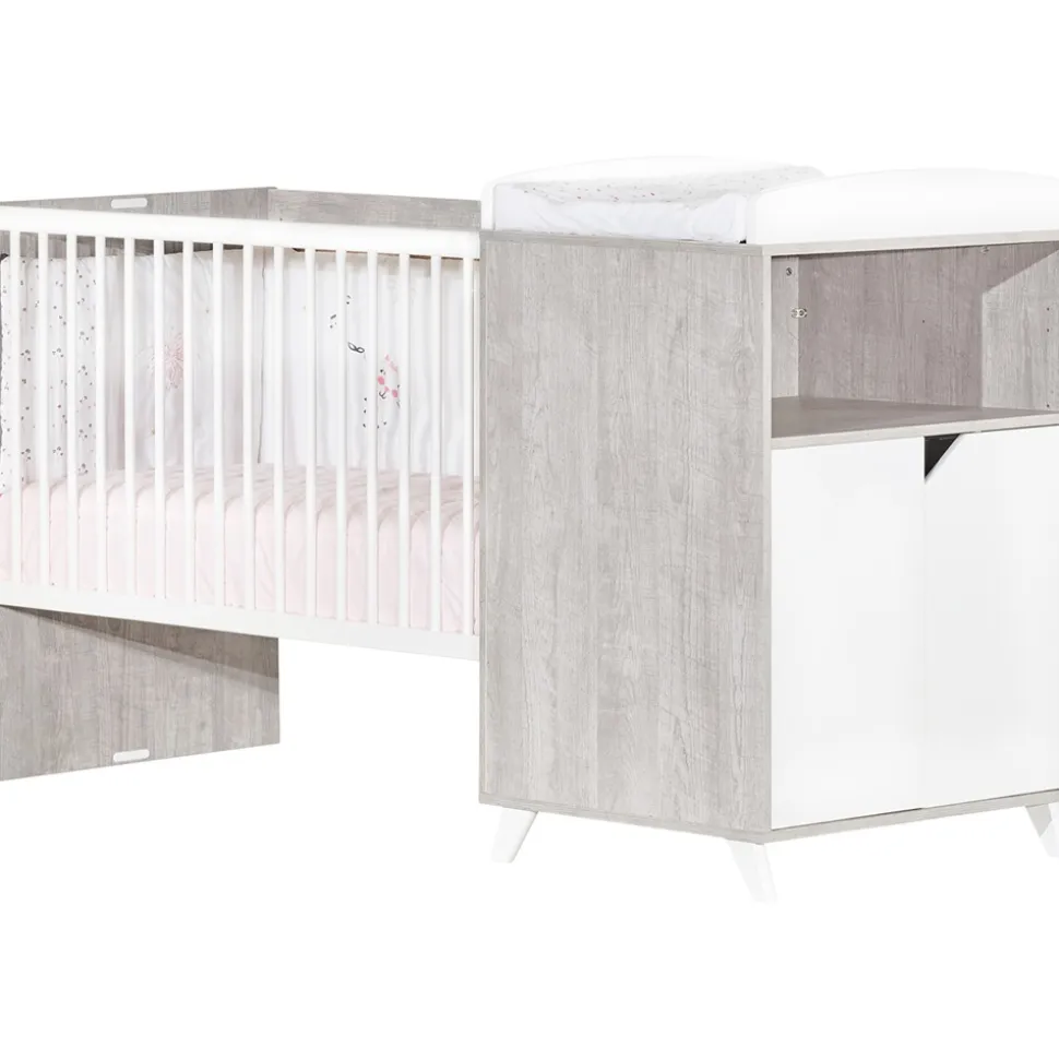 Lit combiné évolutif 60x120 en 90x190cm scandi gris